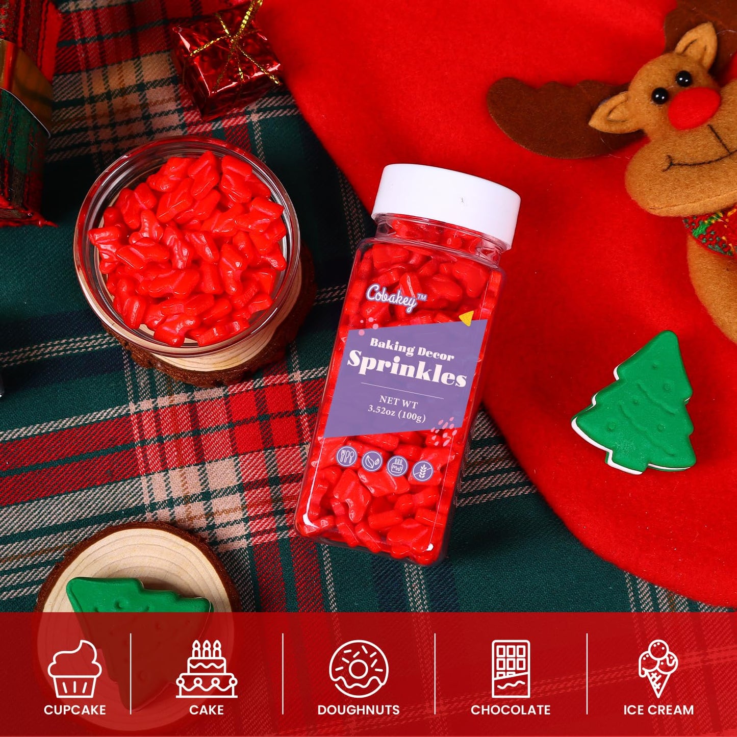 Red Socks Sprinkles For Cake Decorating, Red Sprinkles Perfect For Cupcake Toppers Wedding Party Valentines Halloween Christmas