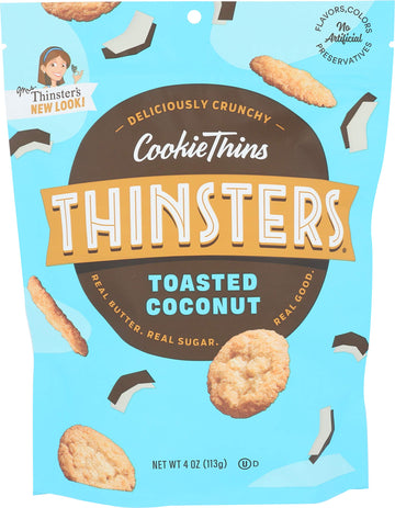 Thinsters Cookies, Toasted Coconut Cookie Thins, 4 Oz Pack