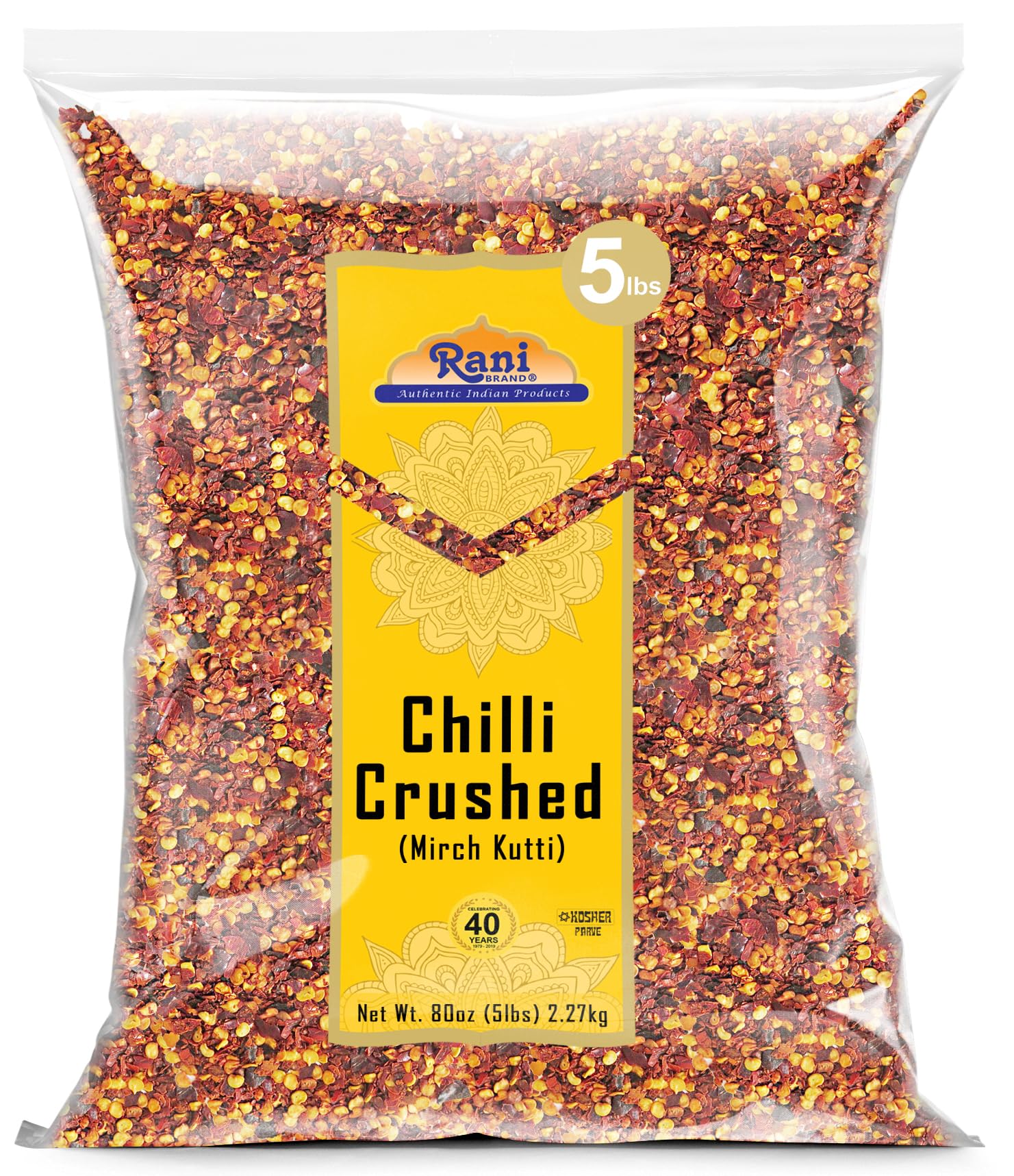 Rani Crushed Red Pepper Flakes Chilli (Pizza Type Cut) 80oz (5lbs) 2.27kg Bulk ~ All Natural, No Color added, Gluten Friendly | 