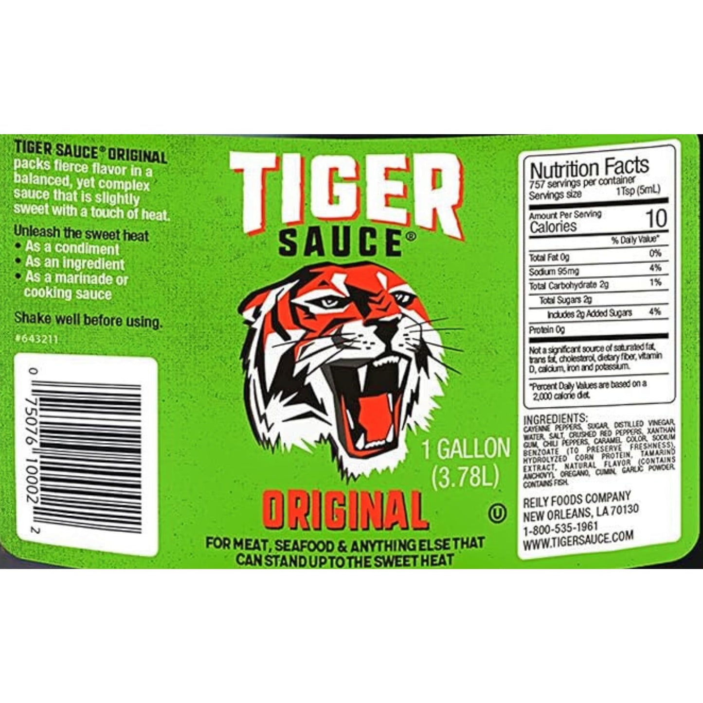 Tiger Sauce Original Hot Sauce, 1 Gallon Jug (Pack of 1)