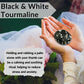 Black And White Tourmaline Palm Stone - Pocket Massage Worry Stone For Natural Body Chakra Balancing, Reiki Healing And Crystal