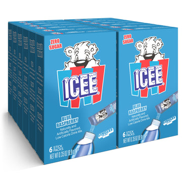 SINGLES TO GO! ICEE Singles To Go Drink Mix, Blue Raspberry, 12 Boxes, 72 Total Servings, 0.35 Ounce Packets