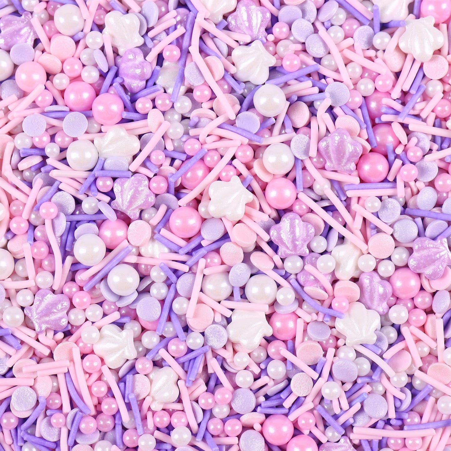 Edible Seashell Sprinkles For Cake Decorating, Seashells Cake Decorations Mix, White Pink Pearl Sprinkles, Jimmy, Confetti, Perf
