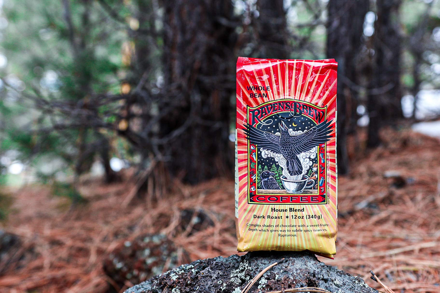 Ravens Brew Coffee Gourmet Dark Roast Whole Bean Coffee - House Blend 12Oz Bag