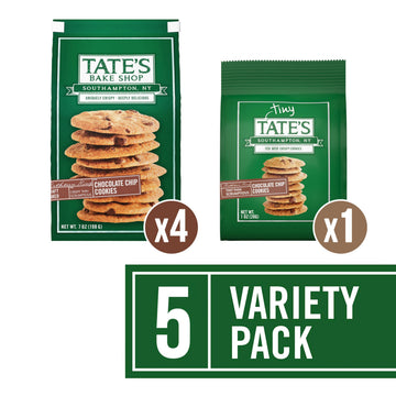 Tates Bake Shop Chocolate Chip Cookies Variety Pack, 5 Bags, 7 oz & 1 oz, Brown