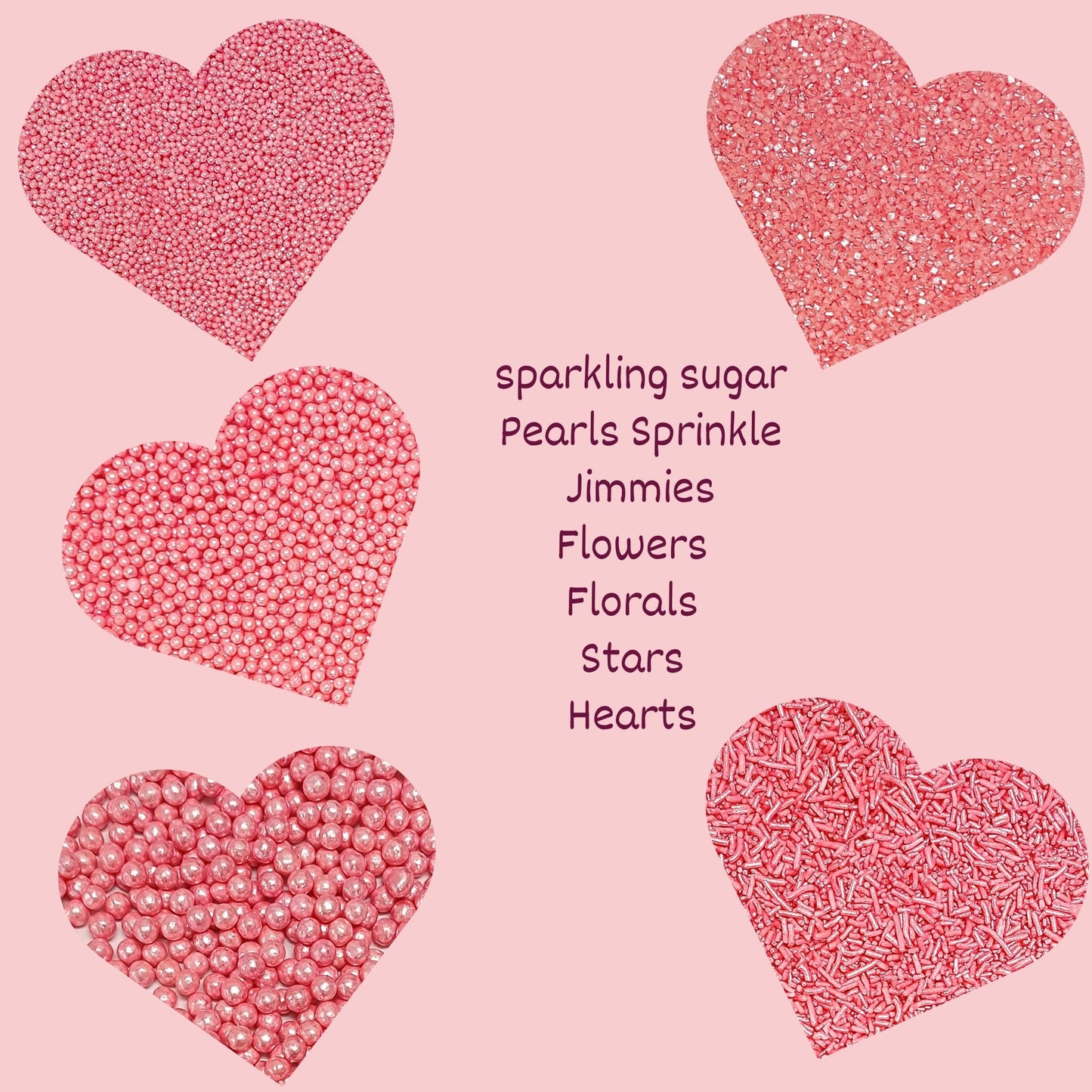 Confect Valentines Day Sprinkles Mix - Pink Pearl Dragees, Jimmies & Edible Mix Dragees, Jimmies & Sparkling Sugar For Cake & Cu