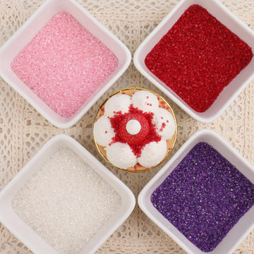 Sanding Sugar Valentines Sprinkles For Cake Decorating, 4 Colors Sparkling Purple Pink Red And White Decorating Coarse Sugar Cry