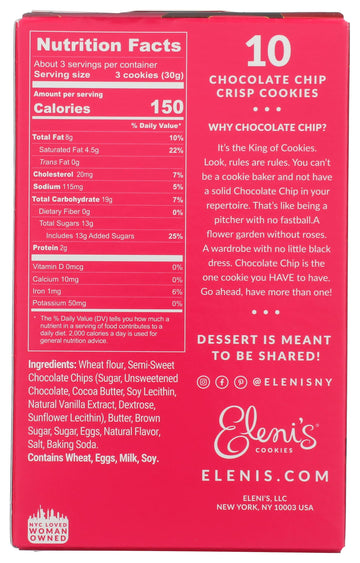 Eleni'S New York Crisp Chocolate Chip Cookie, 3.5 Oz