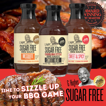 G Hughes Sugar Free Mesquite, Sweet Heat, Sweet & Spicy BBQ Sauce Variety Pack - Gluten Free Sauces, Sugar Free BBQ Sauces - 18