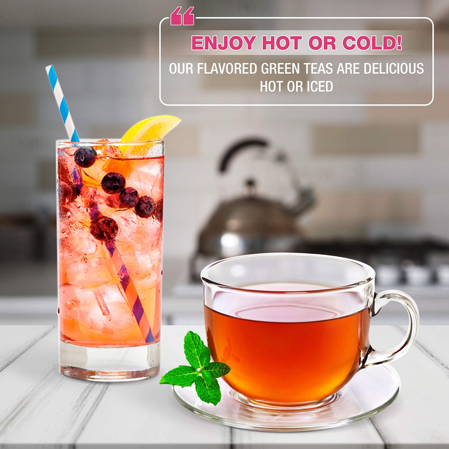 Brew La La Organic Green Tea - Pomegranate Flavor - 50 Tea Bags - Low Caffeine - USDA Certified Organic