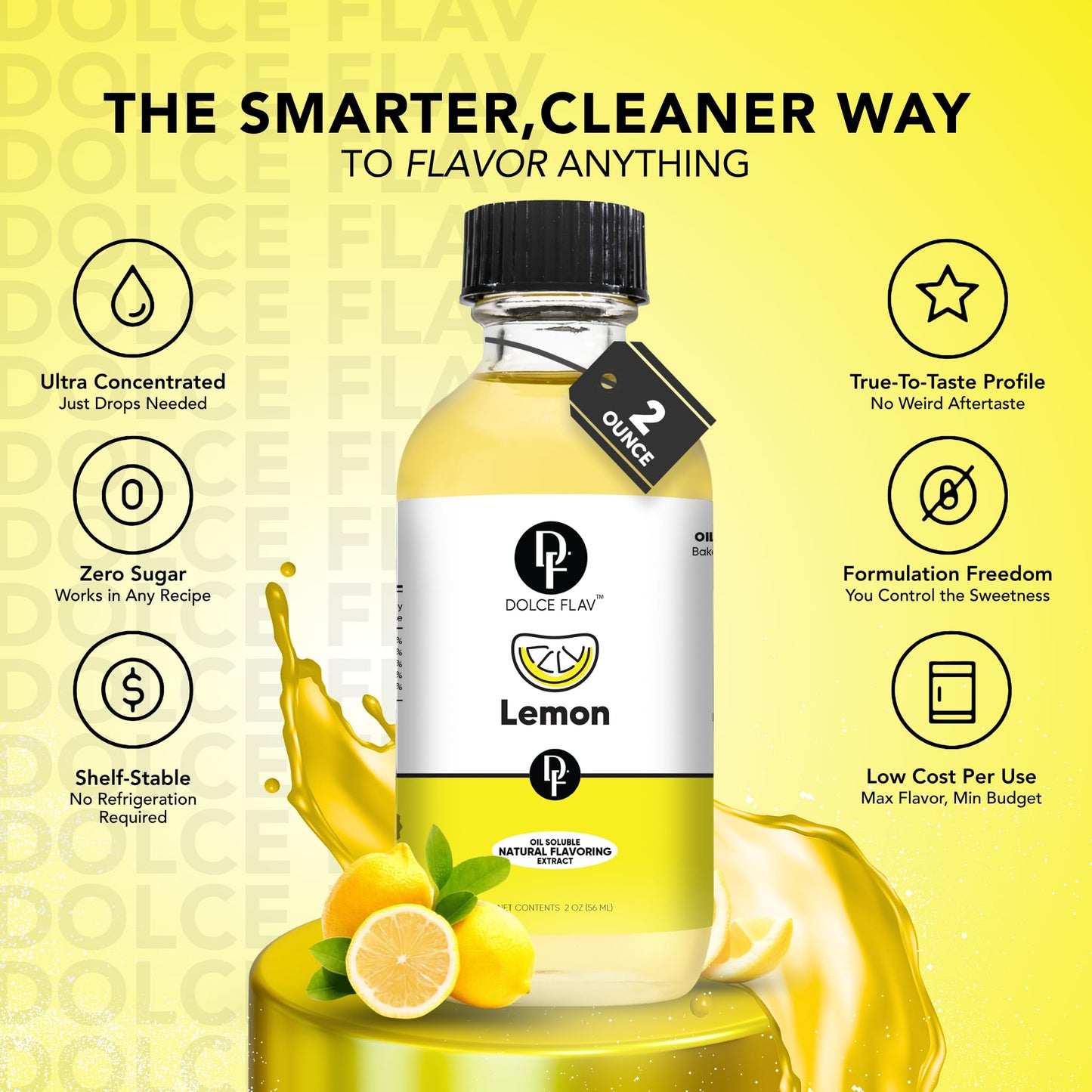 Lemon Flavor Concentrate for Food & Cosmetics - 2 Oz. Multipurpose lemon Flavoring Oil for Lip Gloss, Pastries, & Candies in Gla