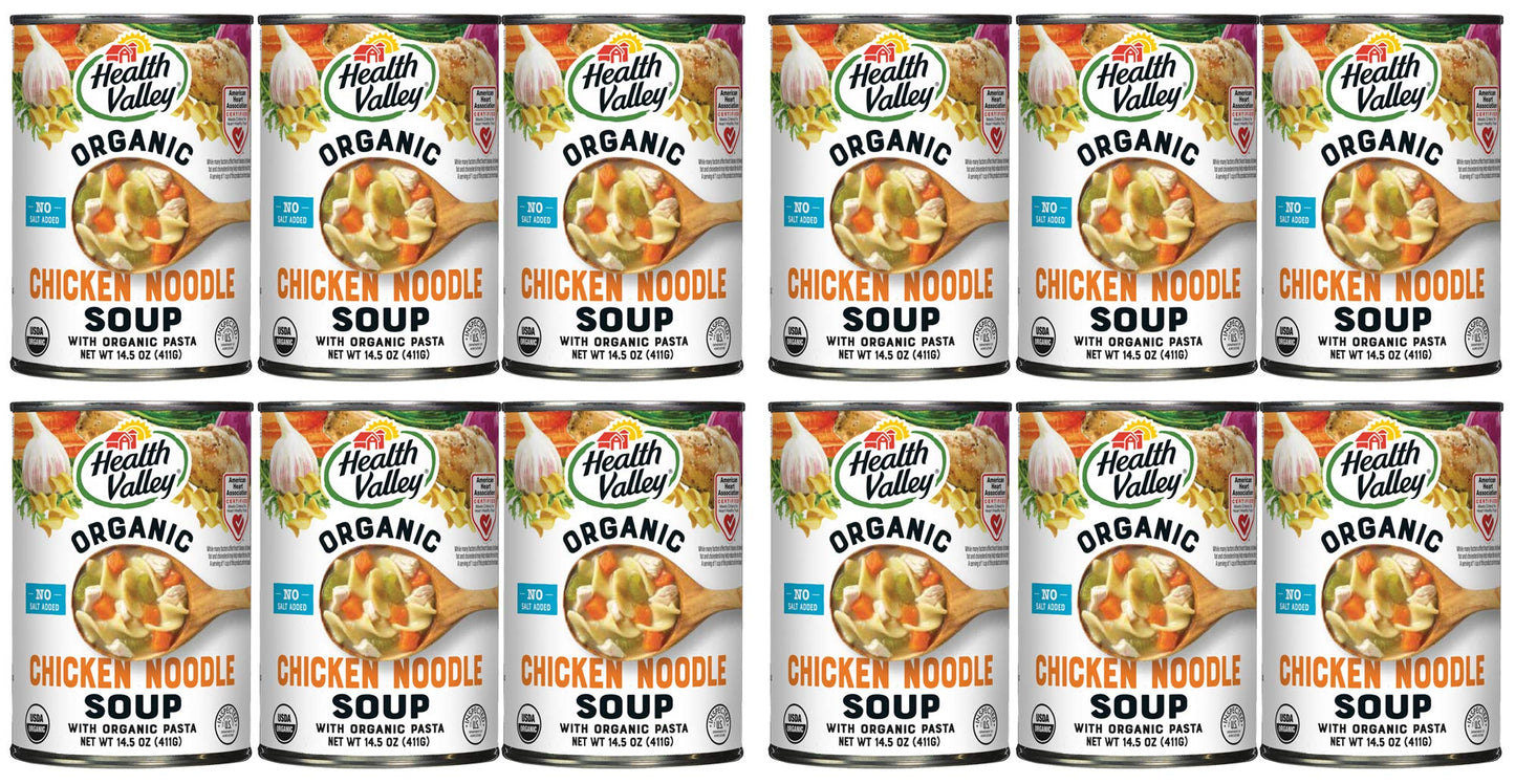 Health Valley Organic Soup, No Salt Added, Chicken Noodle, 14.5 Ounce (Pack of 12)