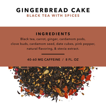 Pinky Up Gingerbread Tea - Loose Leaf Fall Flavored Black Tea, 40-60Mg Caffeine Per Serving, Naturally Low Calorie & Gluten Free In 2.5Oz Tin, 25 Servings