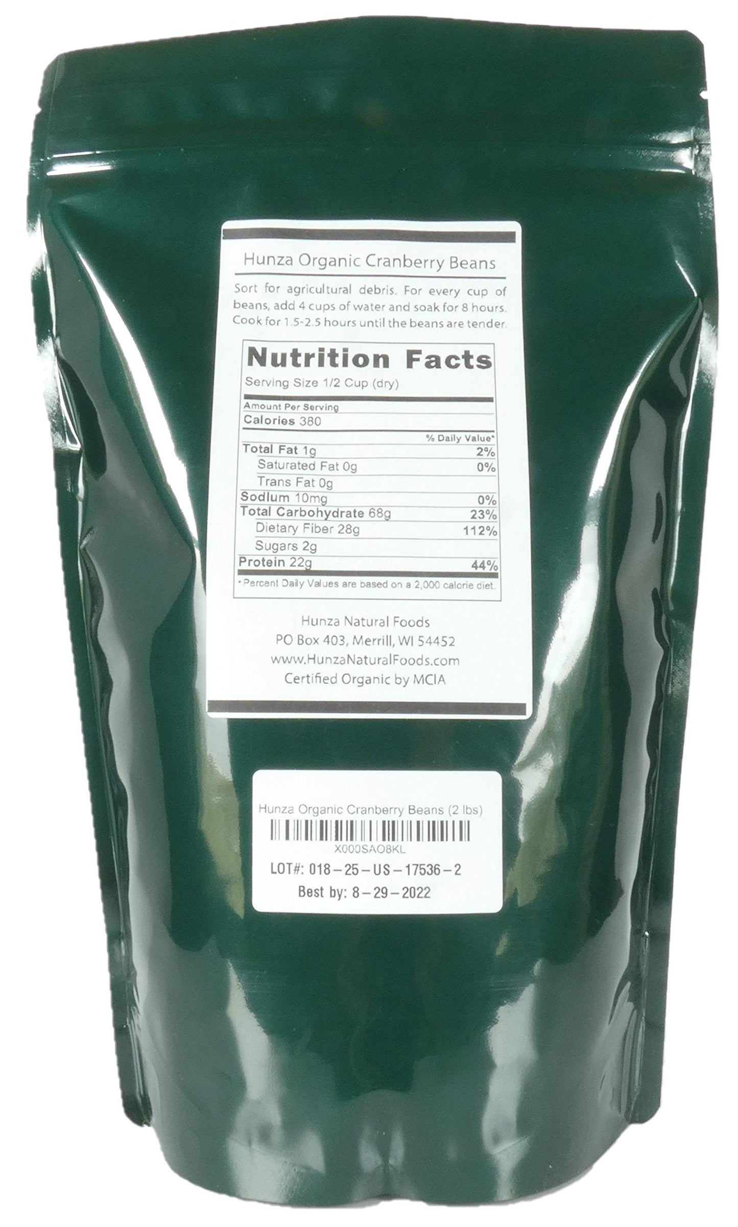 Hunza Organic Cranberry Beans (2 Lbs)
