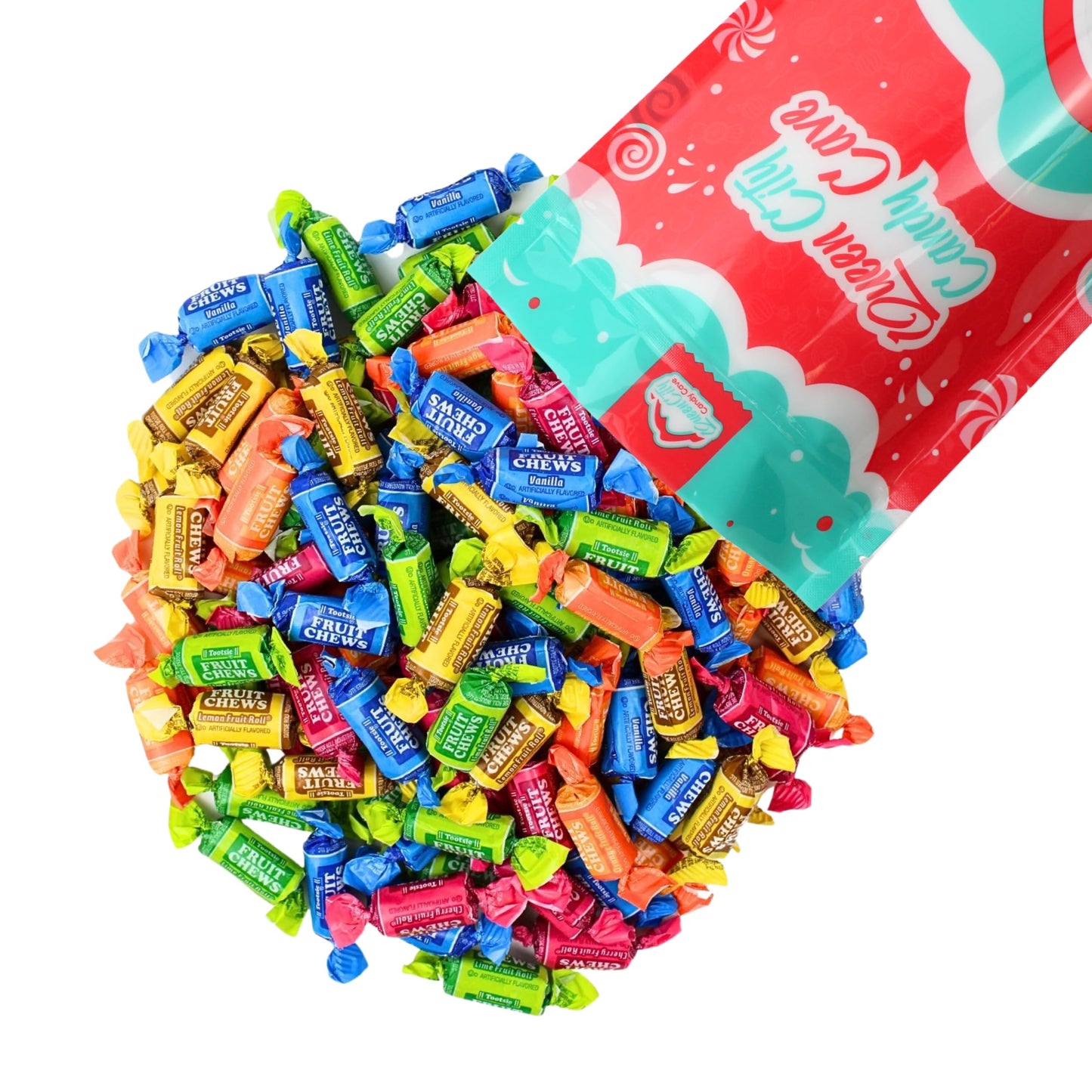 Mini Fruit Flavored Tootsie Rolls Fruit Chews - Fruity Flavored Tootsie Rolls Bulk, Individually Wrapped Candy - By Queen City C