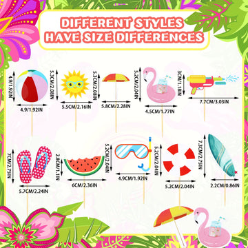 Epakh 100 Pcs Summer Beach Cupcake Toppers Pool Party Hawaiian Theme Cake Picks With Beach Ball Sun Umbrella Goggles Cake Decora