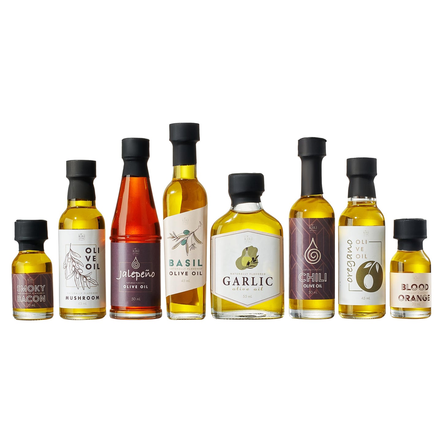 Kiri & Sons Olive Oil Gourmet Sampler Gift Set Of 8 - Premium Extra-Virgin Olive Oil Made In Spain, Natural Flavors Include Mush