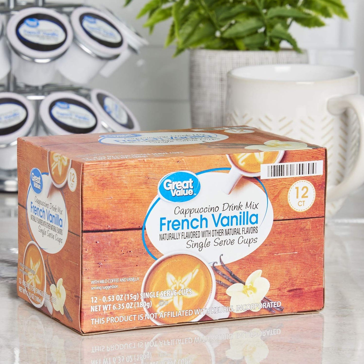 Great Value Cappuccino Coffee and Hot Drink Single Serve Pods  12 Count (French Vanilla Cappuccino  Pack of 4)