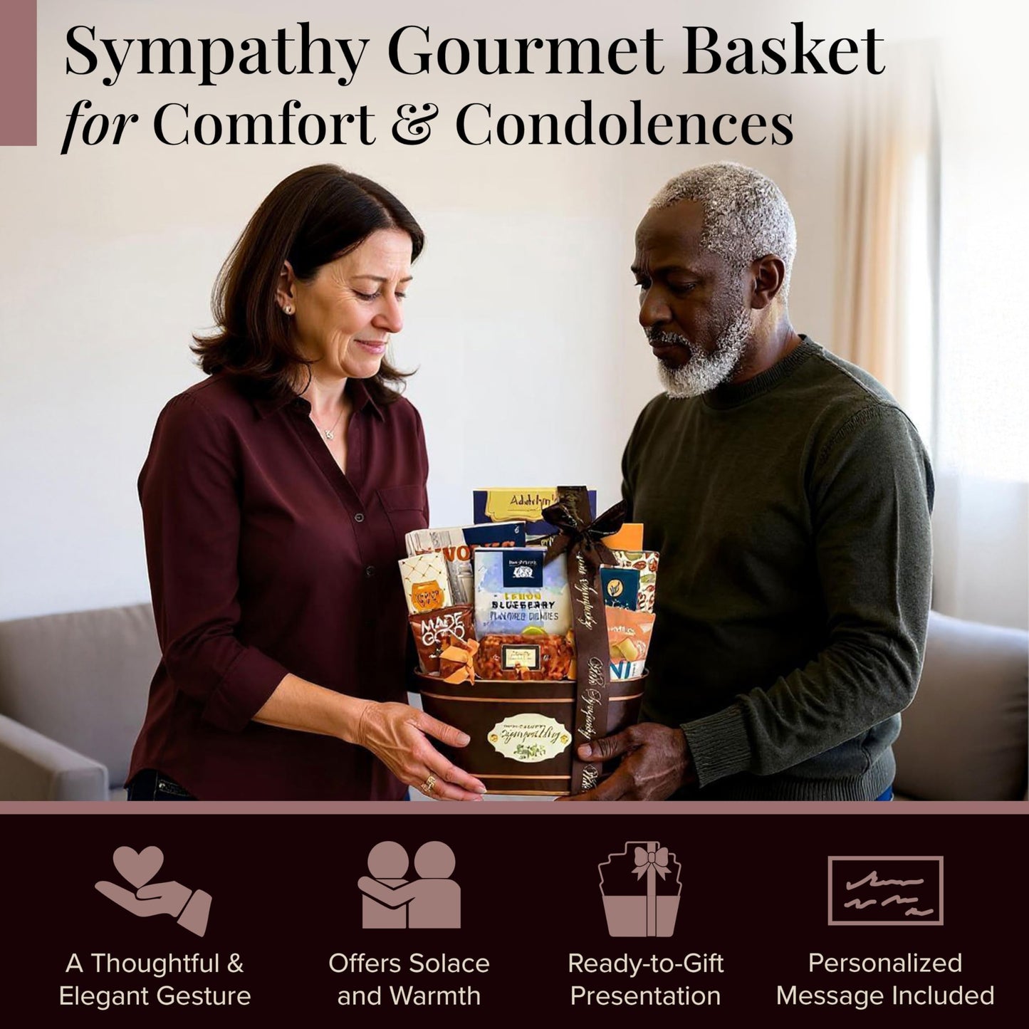 Broadway Basketeers Sympathy Care Package Gift Basket of Chocolates & Sweets.Send Condolences & Well Wishes with Beautiful Baske