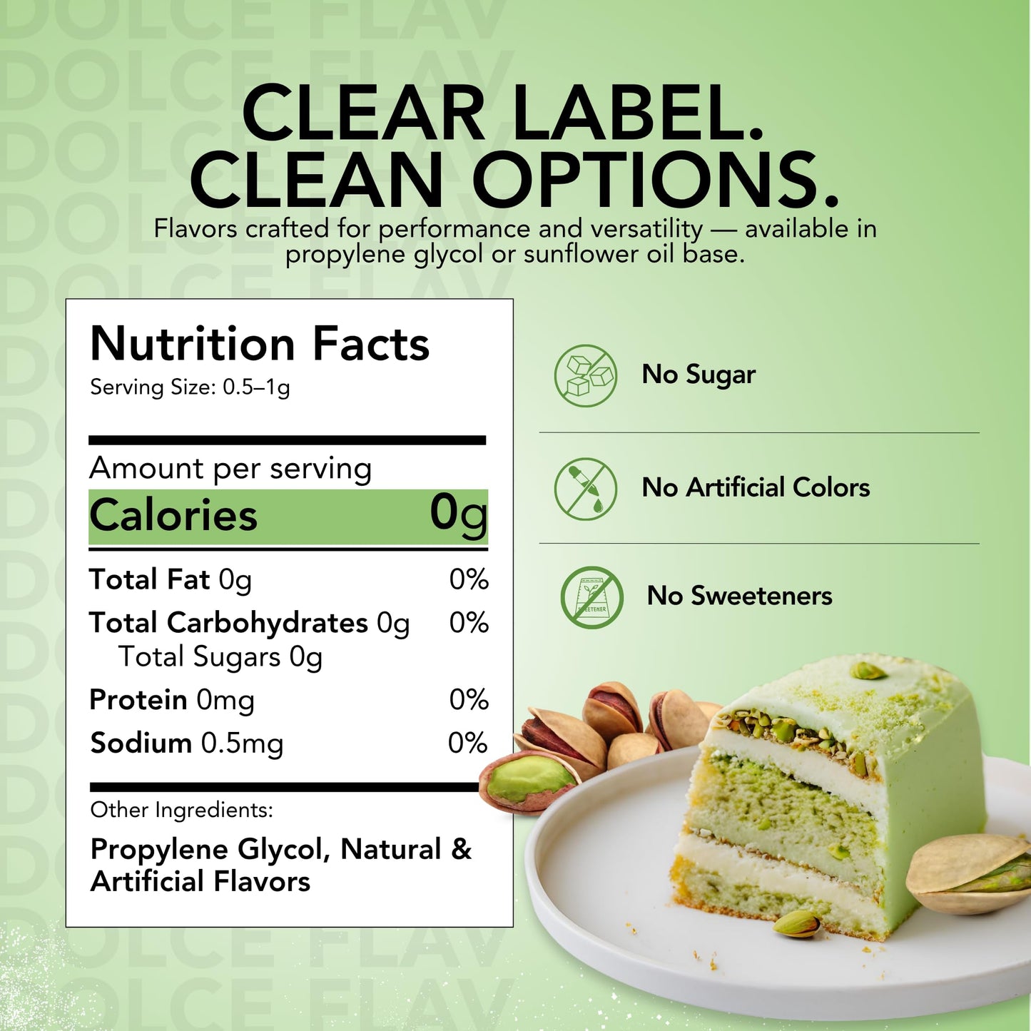 Dolce Flav Pistachio Extract – Water-Soluble, Sugar-Free Flavor for Baking & Ice Cream – 2 Oz.