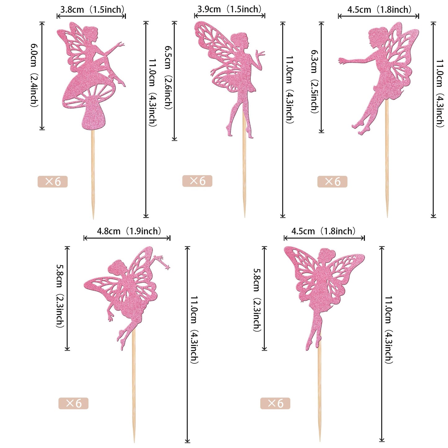 30 Pcs Fairy Cupcake Toppers Glitter Flower Angel Fairy Cupcake Picks Ballet Dancer Cake Decorations For Wedding Bridal Shower B