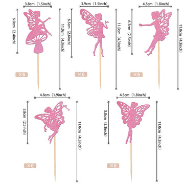 30 Pcs Fairy Cupcake Toppers Glitter Flower Angel Fairy Cupcake Picks Ballet Dancer Cake Decorations For Wedding Bridal Shower B