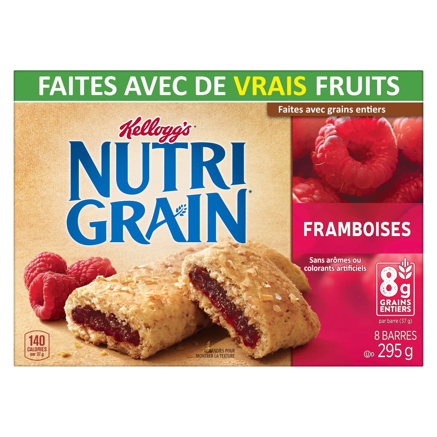 Kellogg'S Nutri Grain Cereal Bars Raspberry, 8 Bars, 295G/10.4 Oz., {Imported From Canada}