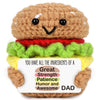 AVBODA Mini Dad Gifts for Birthday Christmas Handmade Crochet Burger for Father Hasband New Daddy Step Bonus Dad First Time Fath