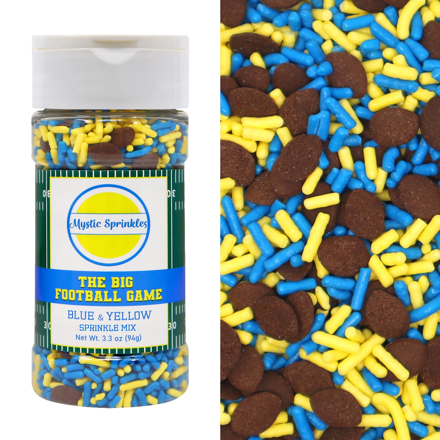 Mystic Sprinkles The Big Football Game Jimmy Mix 3oz Bottle (Blue & Yellow Sprinkle Mix 3oz)