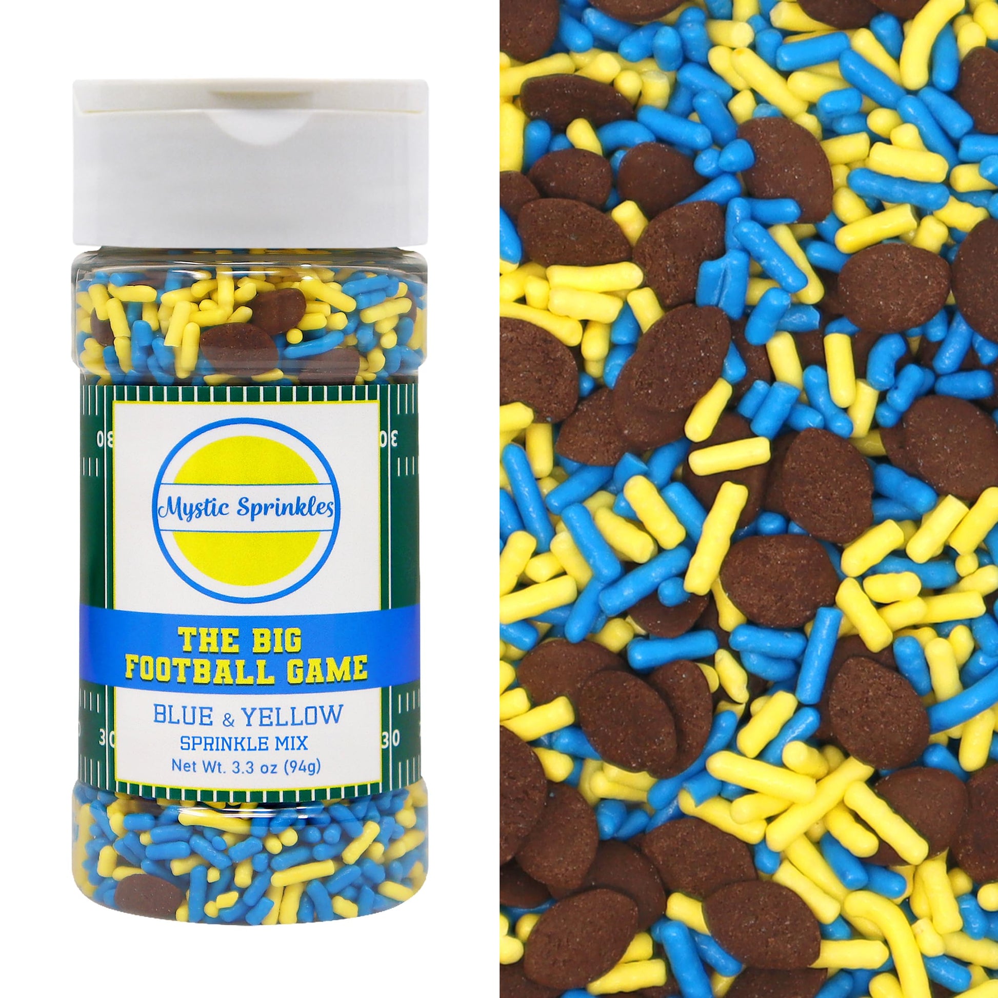 Mystic Sprinkles The Big Football Game Jimmy Mix 3oz Bottle (Blue & Yellow Sprinkle Mix 3oz)