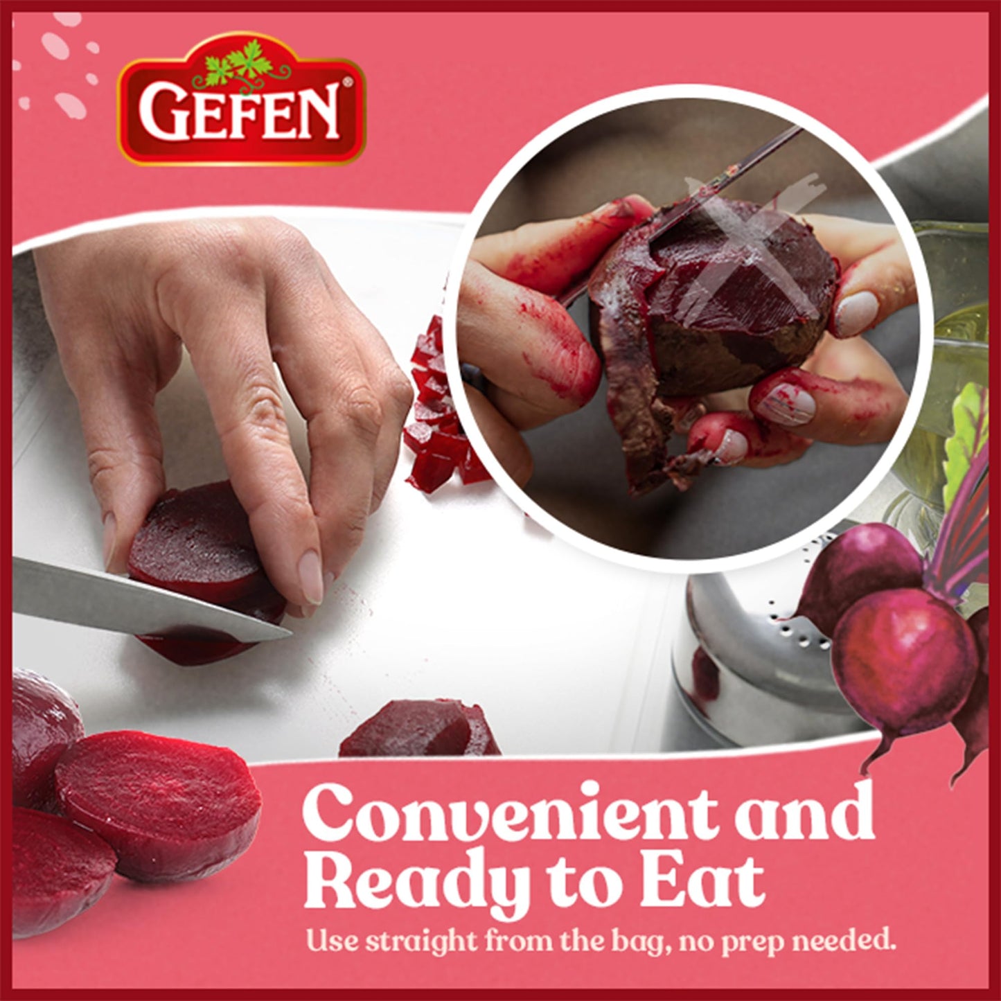 Gefen Red Baby Beets, 8.8 Oz (2 Pack) | Whole, Peeled And Cooked | Ready To Eat | Salad Ready