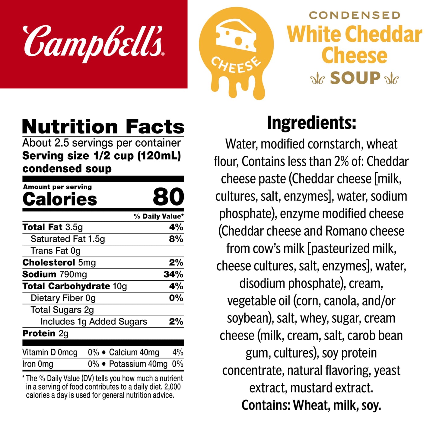Campbells Condensed White Cheddar Cheese Soup, 10.5 oz Can