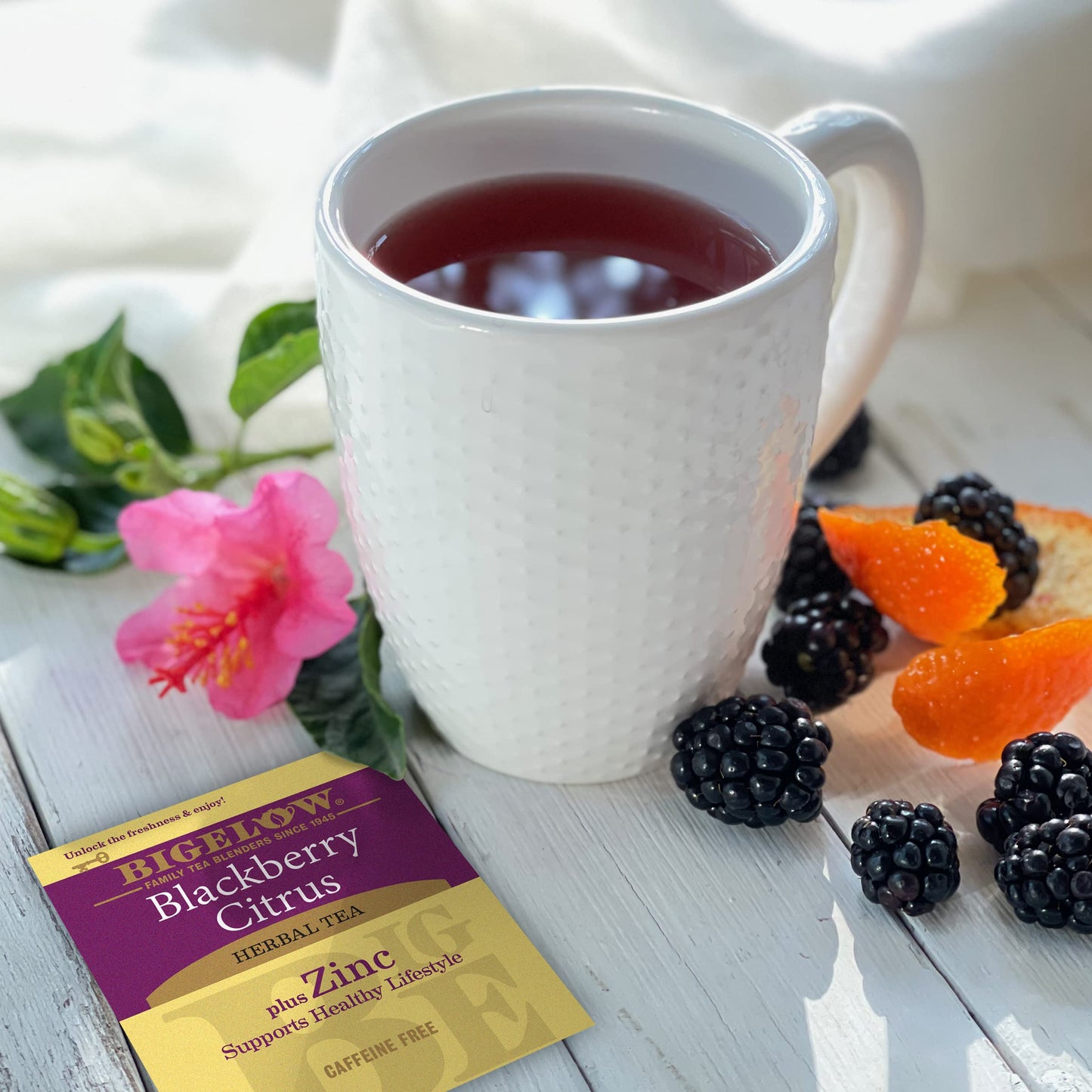 Bigelow Tea Blackberry Citrus Plus Zinc Herbal Tea, Caffeine Free, 18 Count Box (Pack of 6), Natural, Model 01028