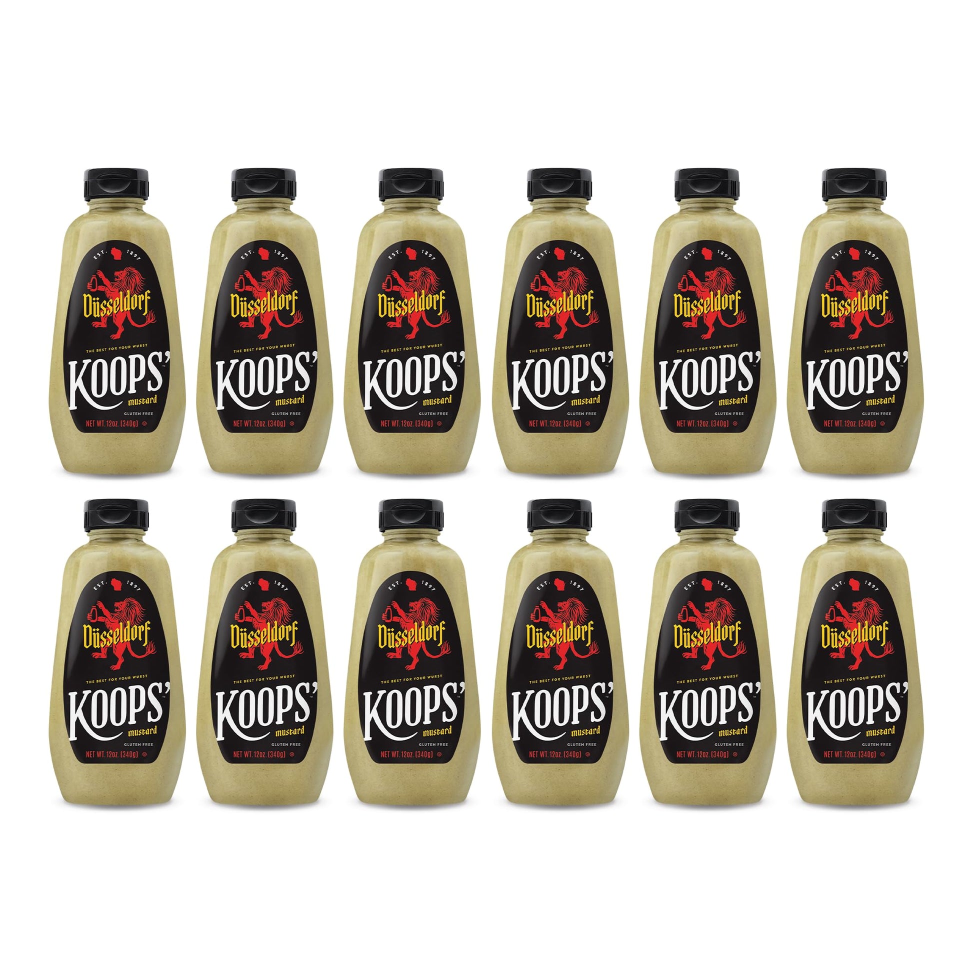 Koops Dsseldorf Mustard, 12 oz. Bottle, 12-Pack