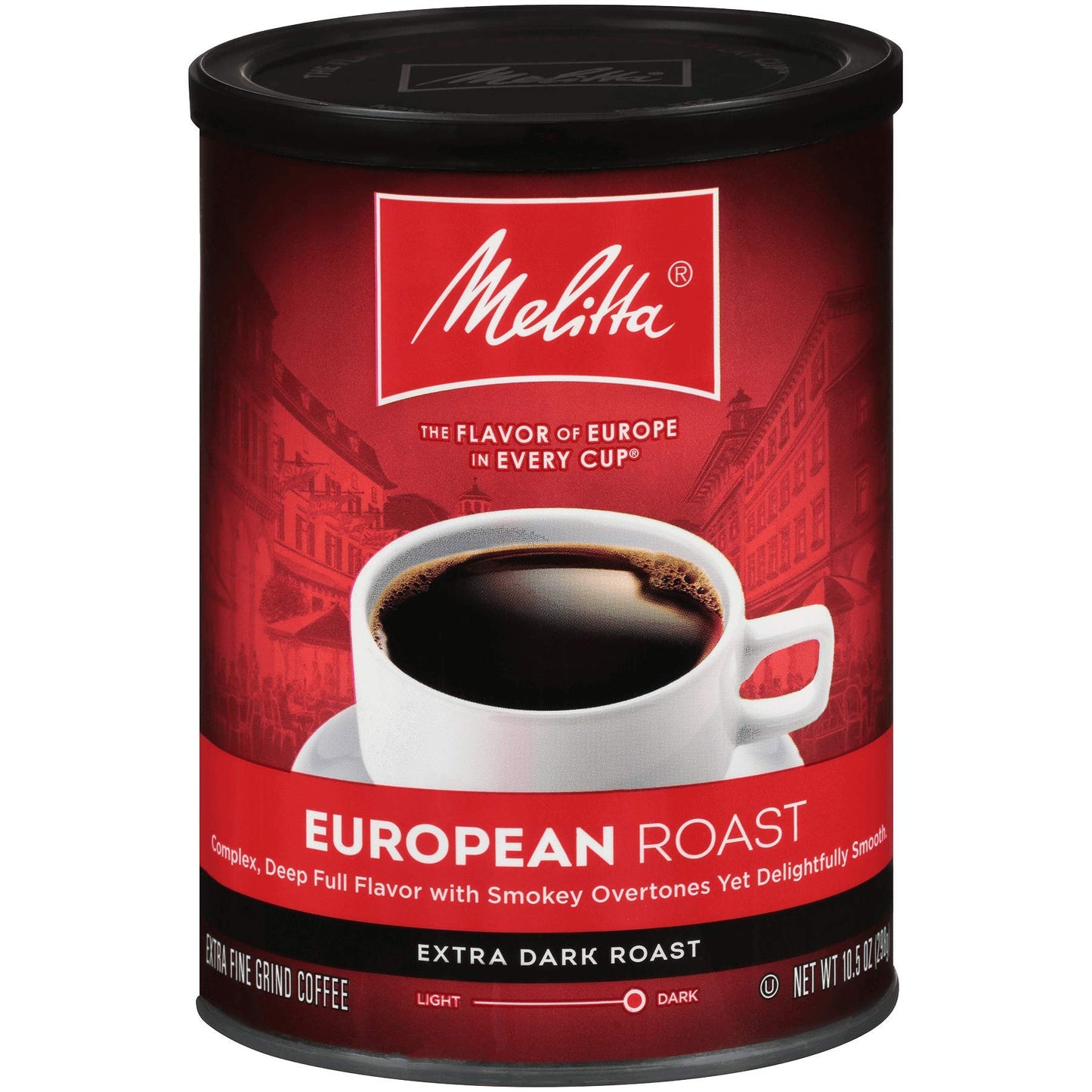 Melitta European Roast Coffee, Extra Dark Roast, Extra Fine Grind, 10.5 Ounce Can - Rich Flavor, Perfect for Coffee Lovers