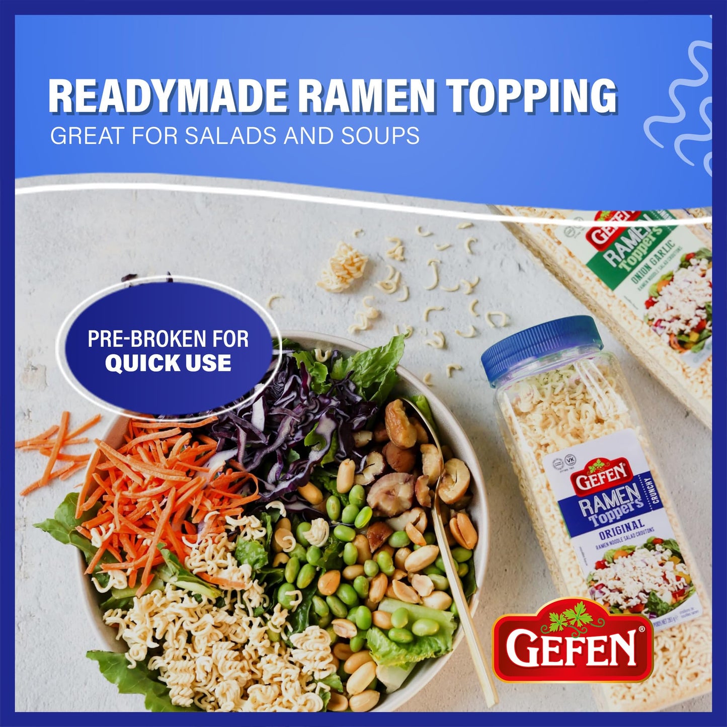 Gefen Ramen Salad Toppers, 10 Oz (2 Pack) | Ready To Use | Crunchy Salad Topping | Ramen Noodle Crunch | Soup Toppers
