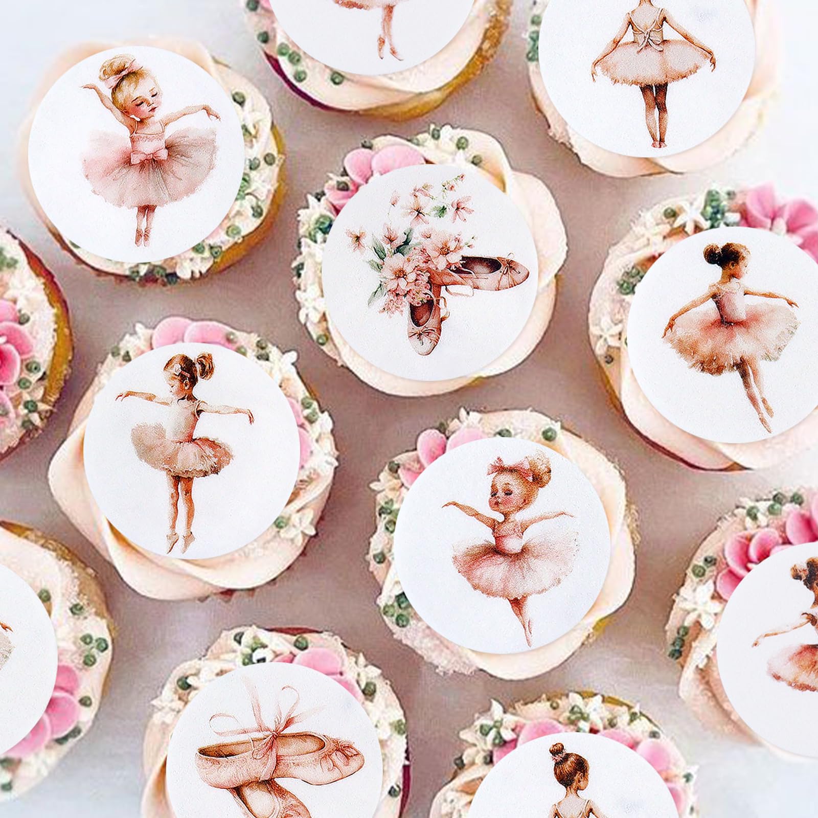 Keaziu 40PCS Edible Cupcake Toppers Ballerina Tutu Picks 2x0.05 Pink Purple Blue Green for Wedding Baby Shower Birthday Party