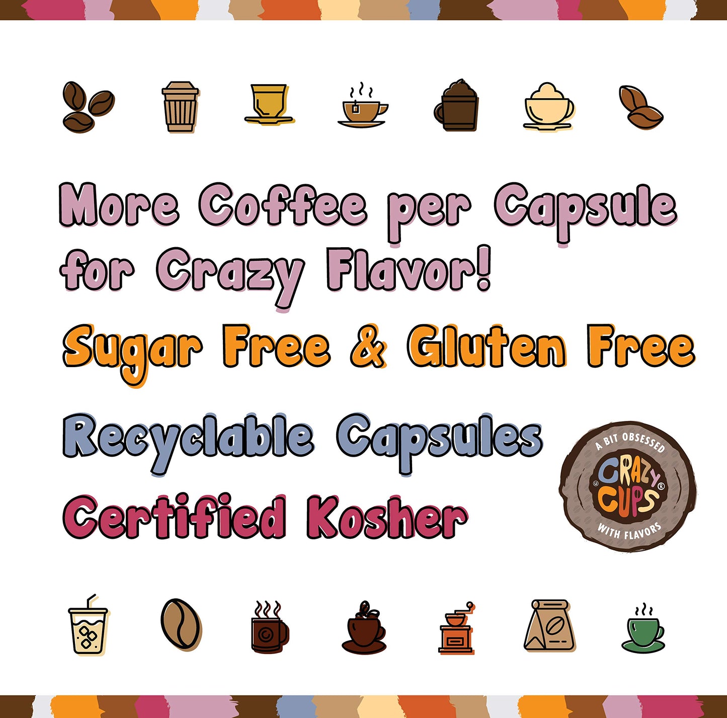 Crazy Cups Flavored Coffee Pods, Berries & Cream, Medium Roast, 22 Count, Compatible with Keurig K Cup Machines