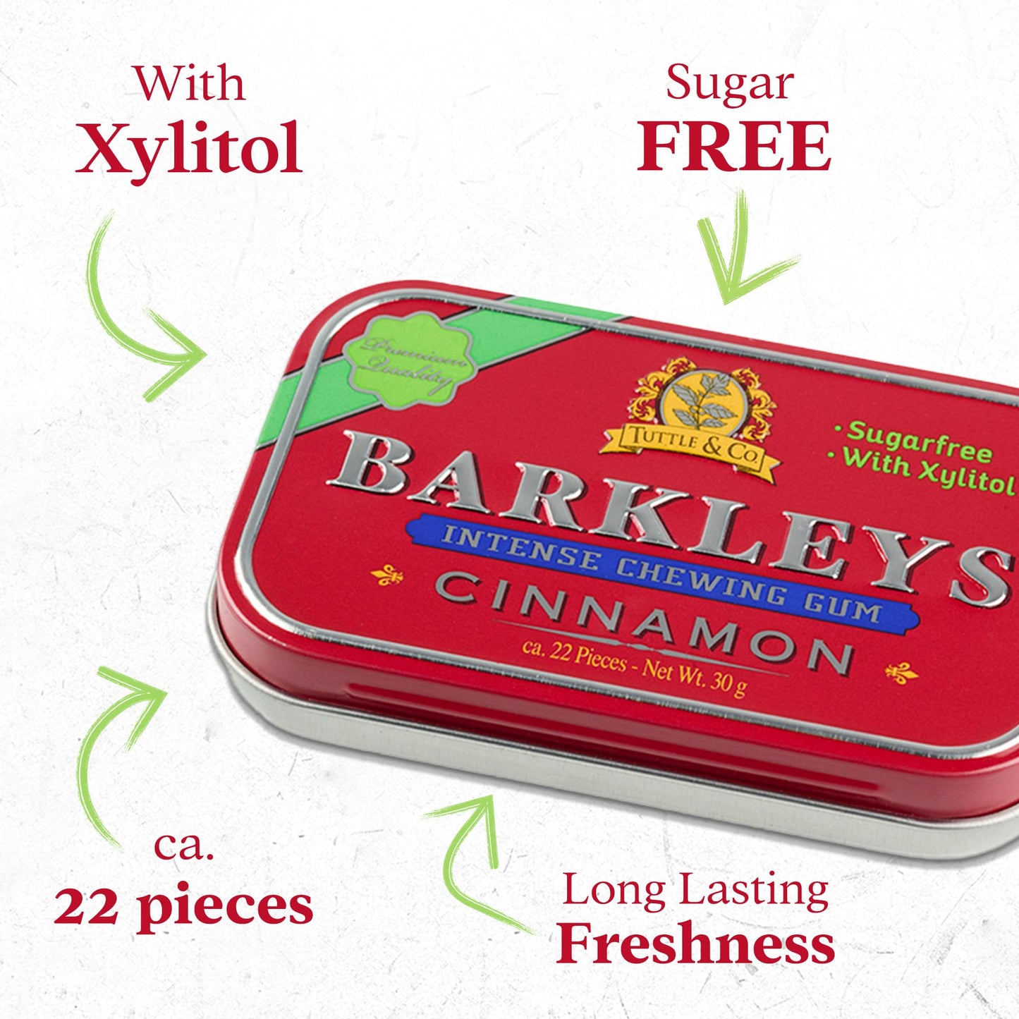Barkleys Sugar Free Gum, Xylitol Cinnamon Gum-Natural Gum, Breath Refreshing & Long-lasting Flavor -Sugarless Gum, Healthy Gum,
