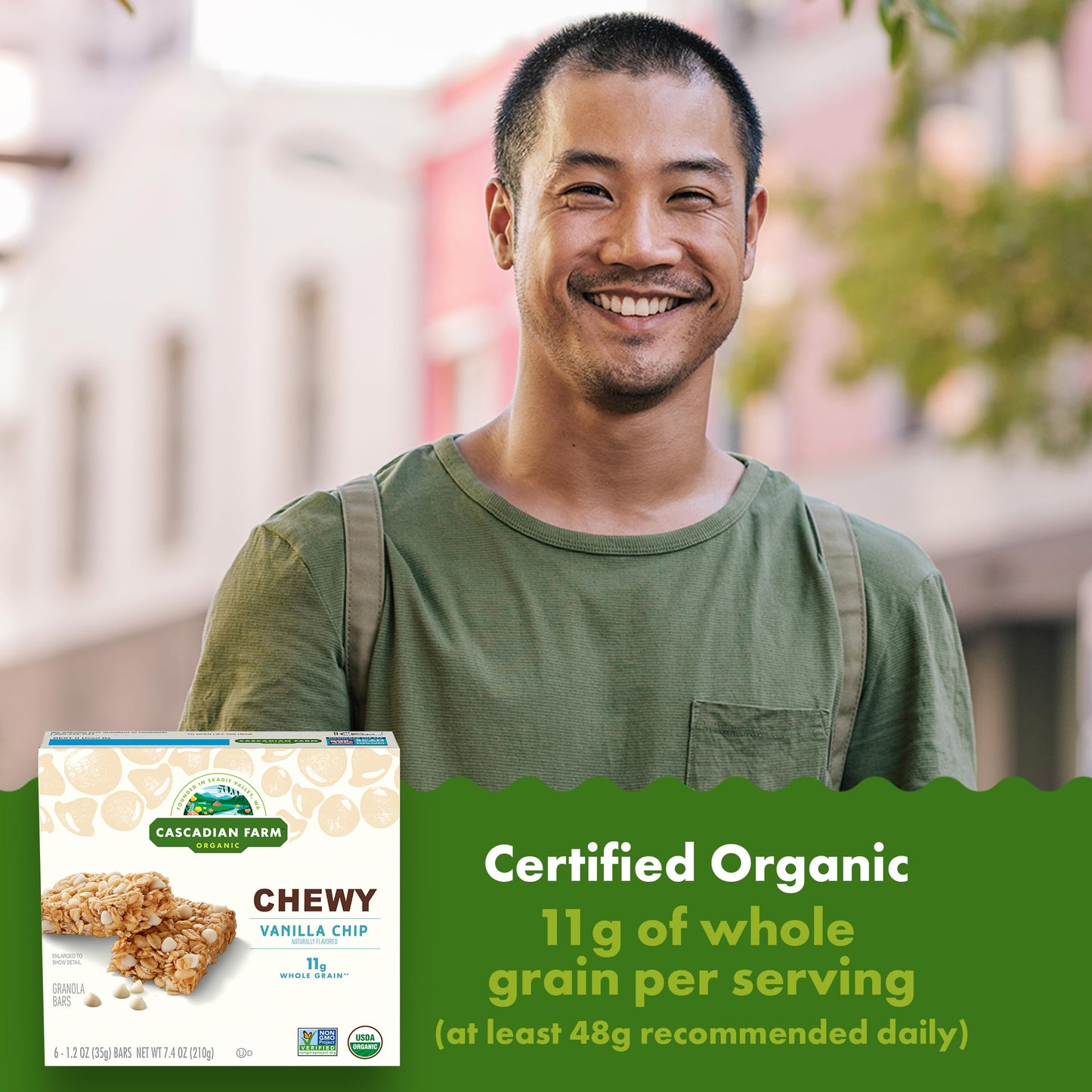 Cascadian Farm Organic Vanilla Chip Chewy Granola Bars, 7.4 Ounce, 6 Count
