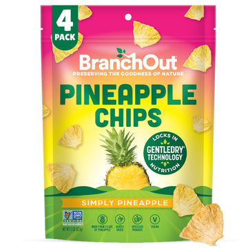 BranchOut Pineapple Chips, No Sugar Added, Real Dried Pineapple Chunks, GentleDry, Better than Freeze Dried Pineapple, Healthy V