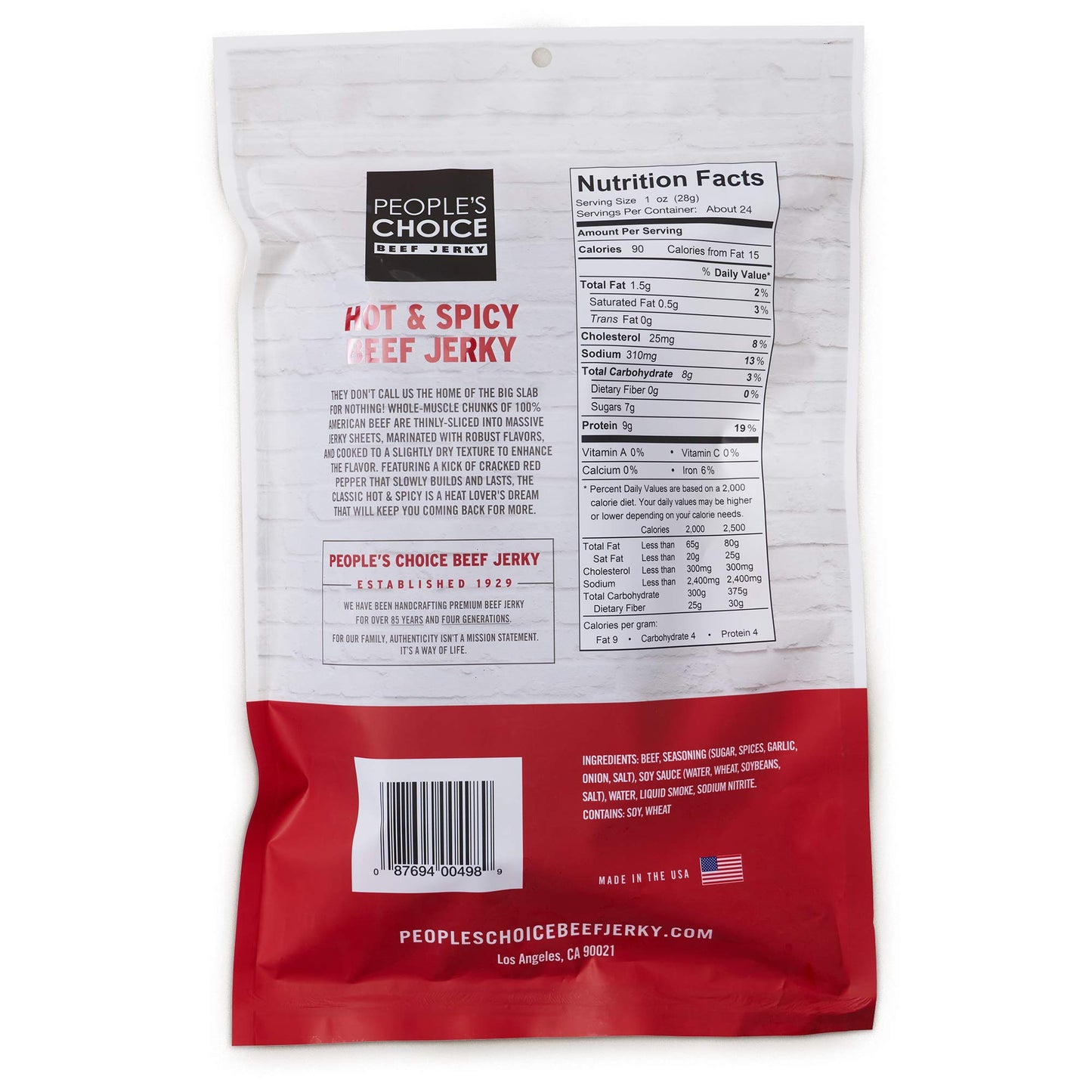 Peoples Choice Beef Jerky - Classic Hot & Spicy - 3 Ounce - Whole Muscle Premium Cuts - Low Sodium High Protein Snack