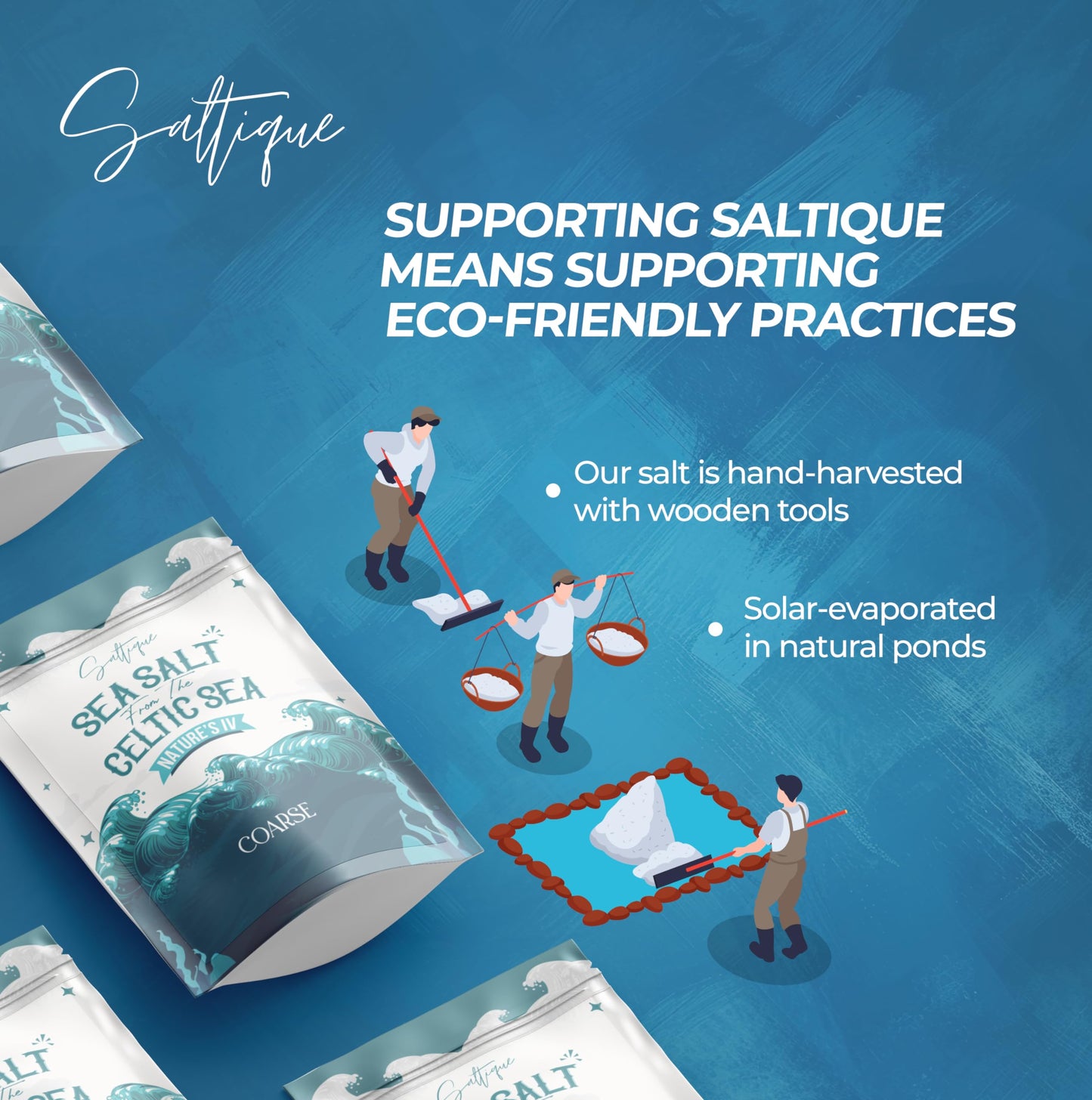 Saltique 1/4Lb French Sea Salt Coarse - 100% Natural And Unrefined - Hand-Harvested Mineral Sea Salt (1/4Lb Coarse)