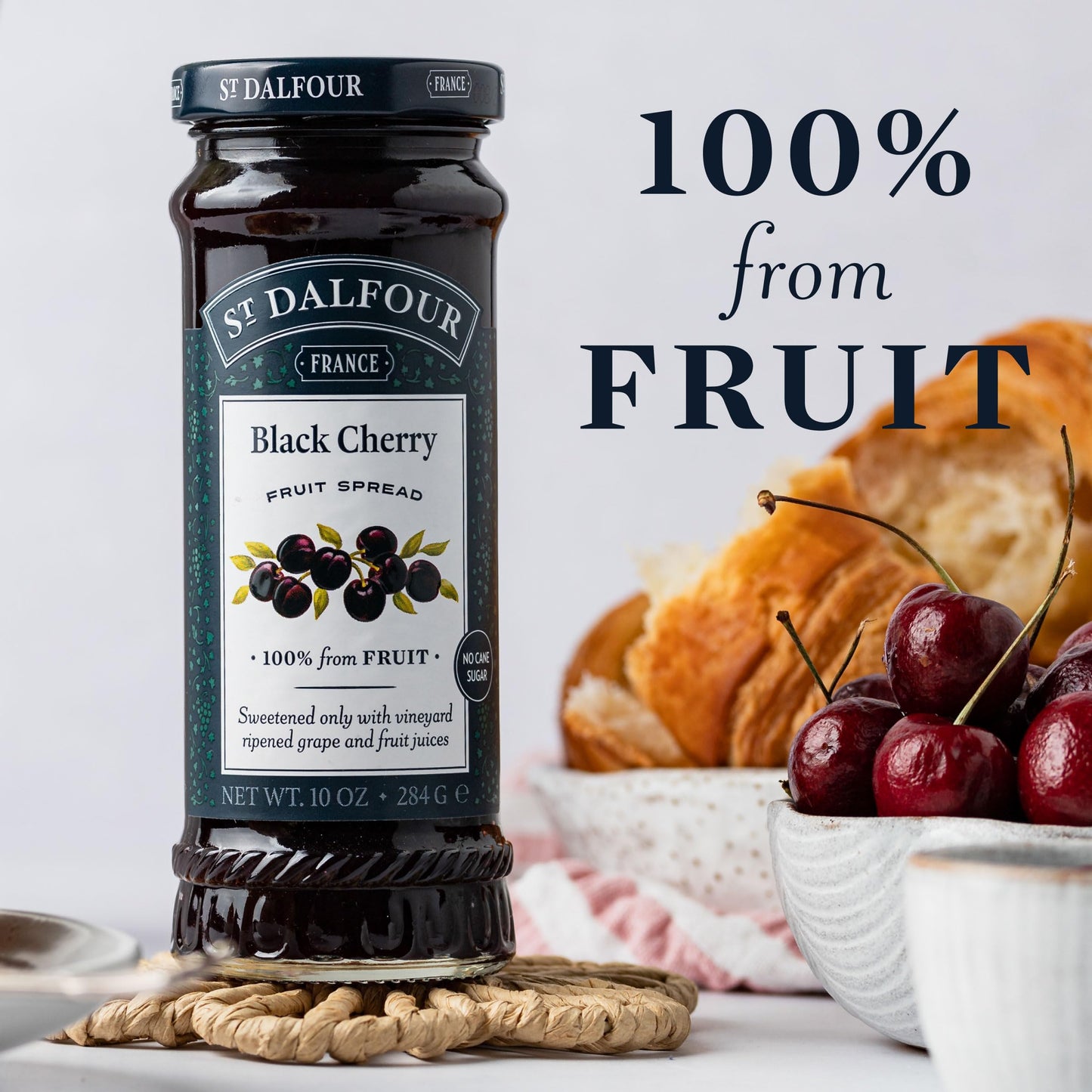 St. Dalfour Black Cherry Fruit Spread - 10oz - 100% from Fruit  No Artificial Ingredients  Non-GMO  No Cane Sugars  All Natural  Made in France