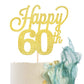 YCTHUNFISH 60th Birthday Cake Topper, Black Glitter Number 60, Bamboo Material, Gold Color, Party Supplies for Anniversary Celebrations