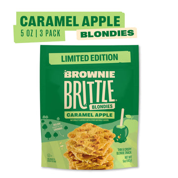 Brownie Brittle - Caramel Apple Blondie Thin and Crispy Sweet Snacks (Pack of 3, 5 oz), Rich Gourmet Brownie Bites Dessert