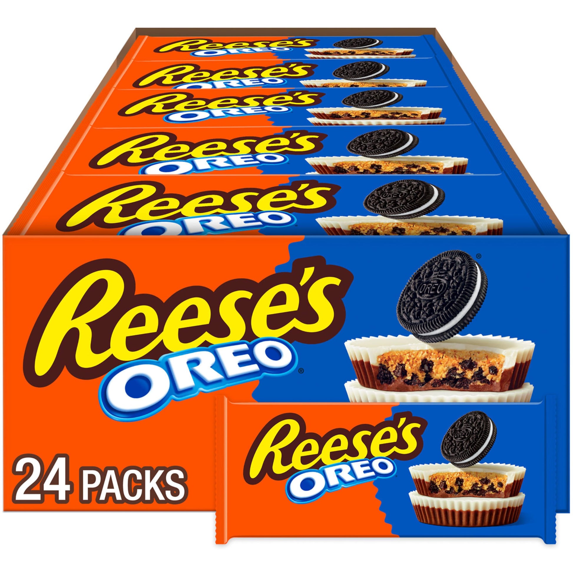 REESES OREO Milk Chocolate and White Creme Peanut Butter Cups, Candy Packs, 1.4 oz (24 Count)