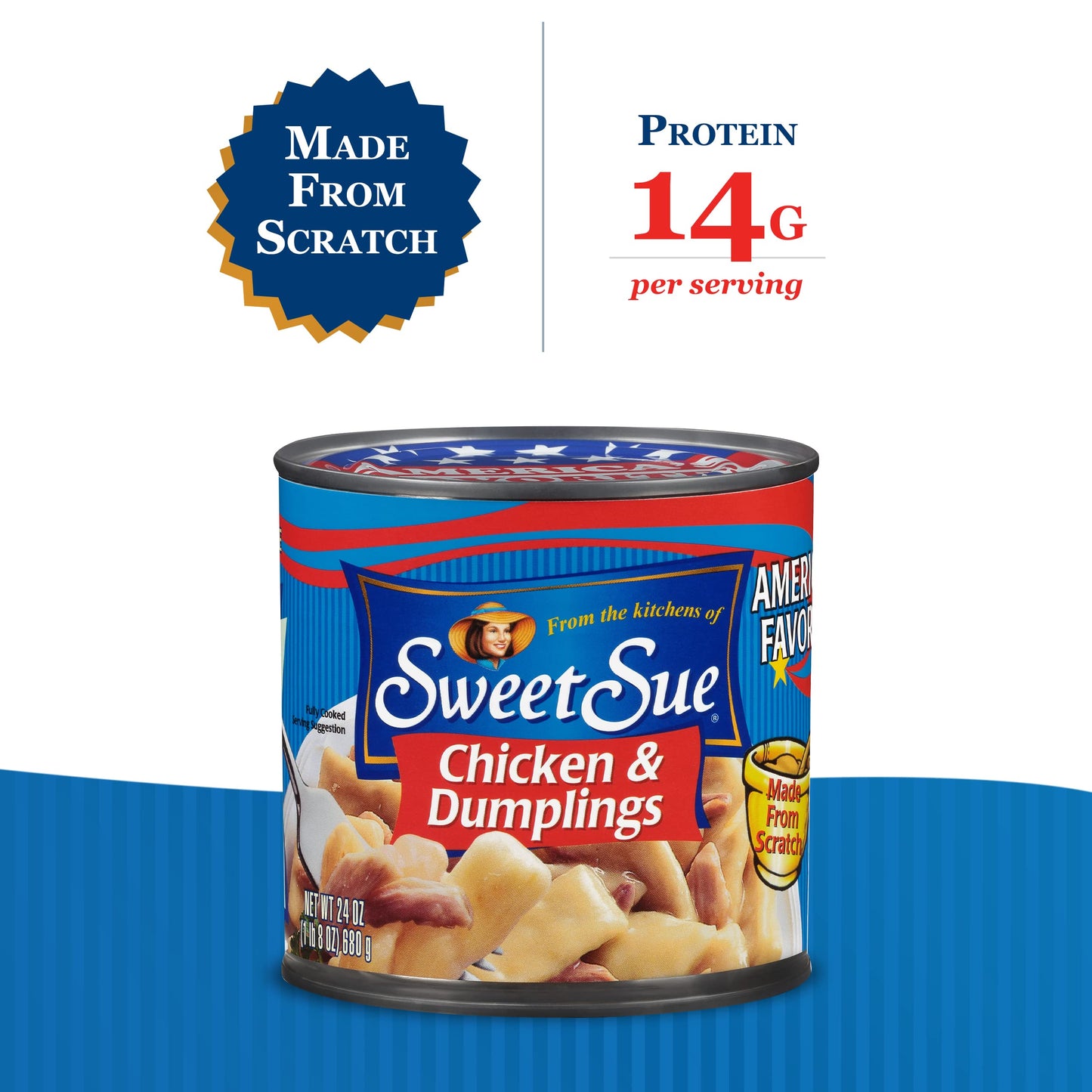 Sweet Sue Chicken & Dumplings, 24 Oz Can (Pack Of 12) - 14G Protein Per Serving - Made From Scratch Soup Recipe, Ready To Eat Meal