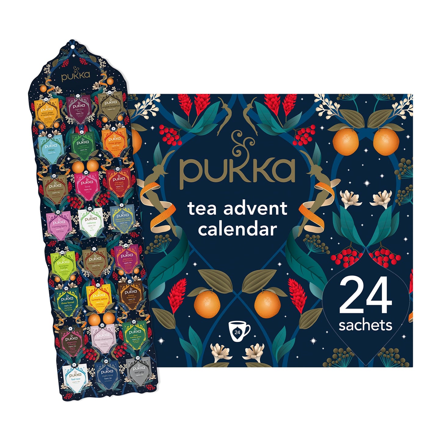Pukka Herbal & Tea Gift Calendar, Tea Selection Made With Organic Ingredients, Best For Birthdays, Anniversaries & Holidays, 24 Bags