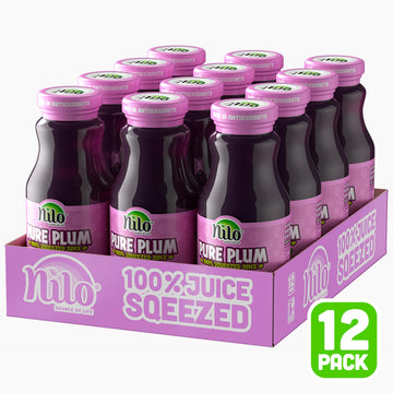 Nilo Plum Juice | 100% Squeezed Plum Ciruela | No Sugar Added | Non Gmo | Not From Concentrate | 8.45 Oz (Pack Of 12)